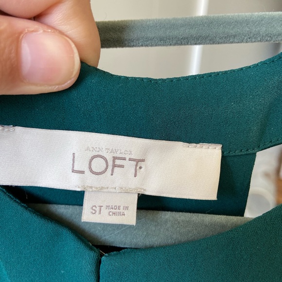 Ann Taylor loft small tall swing dress Racerback tank emerald green holiday - Picture 5 of 7